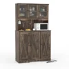 71” Farmhouse Pantry Cabinet - Kitchen Hutch With Charging Station & Adjustable Shelves, Dining Room Sideboard With Countertop