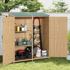 Outdoor Wooden Large Storage Cabinet Garden Shed Outside Wood Tool Organizer With Waterproof Roof Shelves 13 Outdoor Wooden Large Storage Cabinet Garden Shed Outside Wood Tool Organizer With Waterproof Roof Shelves -House Beautiful GUEST 335a10e1 619f 43e7 9371 cd8c6ebb053f