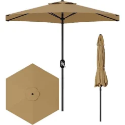 7.5FT Patio Umbrella Outdoor, Market Umbrella, Table Umbrella With Push Button Tilt And Crank, 6 Sturdy Ribs UV Protection Waterproof For Garde (Tan) 13 7.5FT Patio Umbrella Outdoor, Market Umbrella, Table Umbrella With Push Button Tilt And Crank, 6 Sturdy Ribs UV Protection Waterproof For Garde (Tan) -House Beautiful GUEST 336b4122 f9f5 4eb2 86ad 571dc8279687