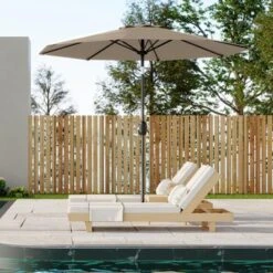 9ft Patio Umbrella, Crank & Tilt, 8-Rib, Water-Resistant Table Umbrella, UV Protection, Adjustable For Garden, Tan 14 9ft Patio Umbrella, Crank & Tilt, 8-Rib, Water-Resistant Table Umbrella, UV Protection, Adjustable For Garden, Tan -House Beautiful GUEST 3454604f a9c1 4918 b2d5 1c1657ee7c6d