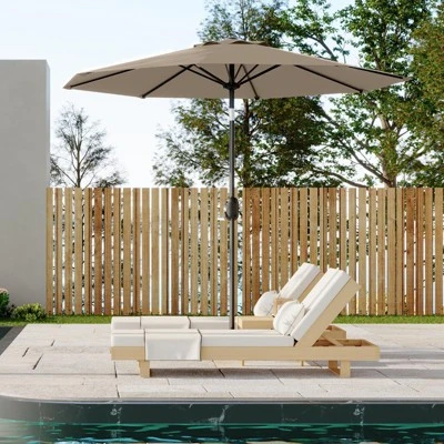 9ft Patio Umbrella, Crank & Tilt, 8-Rib, Water-Resistant Table Umbrella, UV Protection, Adjustable For Garden, Tan 8 9ft Patio Umbrella, Crank & Tilt, 8-Rib, Water-Resistant Table Umbrella, UV Protection, Adjustable For Garden, Tan - Image 6
