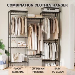 Heavy Duty Metal Clothing Rack, Freestanding Garment Organizer With 4 Hanging Rods And 8 Adjustable Shelves For Closet, Black 12 Heavy Duty Metal Clothing Rack, Freestanding Garment Organizer With 4 Hanging Rods And 8 Adjustable Shelves For Closet, Black -House Beautiful GUEST 34617dd7 20e3 44ae 80d0 e8eb2738448c