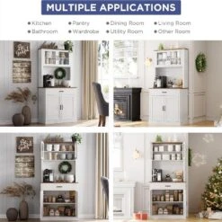 Jojoka Kitchen Pantry Cabinet,71"Freestanding Buffet With Shelves And Glass Doors For Dining Room 11 Jojoka Kitchen Pantry Cabinet,71"Freestanding Buffet With Shelves And Glass Doors For Dining Room -House Beautiful GUEST 348cb8e4 4c5b 4538 b515 9e64d290a7da