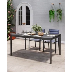 57" Aluminum Outdoor Dining Table For 6, Large Rectangular Patio Table With E-Coating For Backyard, Deck, Garden, Lawn 11 57" Aluminum Outdoor Dining Table For 6, Large Rectangular Patio Table With E-Coating For Backyard, Deck, Garden, Lawn -House Beautiful GUEST 34a9fa07 aaaa 4ee0 806f 34e8eda4927f