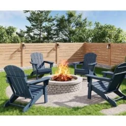 Folding Adirondack Chairs Set Of 4, HDPE Plastic Outdoor Chairs With Wood Texture - 380Lbs & Weather Resistant -House Beautiful GUEST 34d79932 5a3c 454a a249 159faa96a47f