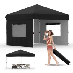10'x10' Pop-Up Canopy Tent With 3 Sidewalls – Waterproof & UV Resistant Outdoor Gazebo, Easy-Up Sun Shade Shelter For Parties, Events, Black 23 10'x10' Pop-Up Canopy Tent With 3 Sidewalls – Waterproof & UV Resistant Outdoor Gazebo, Easy-Up Sun Shade Shelter For Parties, Events, Black -House Beautiful GUEST 352a40bf 4995 49aa ba0f 43277789c820