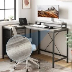 47 Inch Computer Desk, L Shaped Desk With Power Outlets And Led Lights, 3-Drawer Gaming Desk With Storage Shelves And Monitor Stand, Reversible 22 47 Inch Computer Desk, L Shaped Desk With Power Outlets And Led Lights, 3-Drawer Gaming Desk With Storage Shelves And Monitor Stand, Reversible -House Beautiful GUEST 3530f20e 1202 4391 a744 d61dff1ddb56