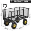 Garden Wagon Cart, Duty Steel Yard Cart With Removable Sides, All Terrain Tires, Utility Wagon For Lawn Farm