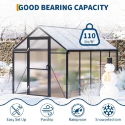 6x10FT Walk In Polycarbonate Greenhouses With Enhanced Aluminum Frame And Roof Vent For Outdoors And Seasons Garden Planting 16 6x10FT Walk In Polycarbonate Greenhouses With Enhanced Aluminum Frame And Roof Vent For Outdoors And Seasons Garden Planting -House Beautiful GUEST 35cb559b abba 4cd0 8651 3d692ede7008