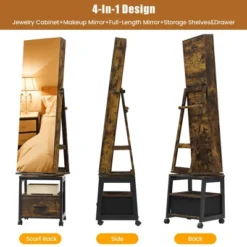 Jojoka 360° Swivel Jewelry Cabinet With Jewelry Storage, Lockable Standing Jewelry Organizer With Rotatable Full-Length Mirror 11 Jojoka 360° Swivel Jewelry Cabinet With Jewelry Storage, Lockable Standing Jewelry Organizer With Rotatable Full-Length Mirror -House Beautiful GUEST 364e2892 a54c 4ffe 803a 3d9520e170cc
