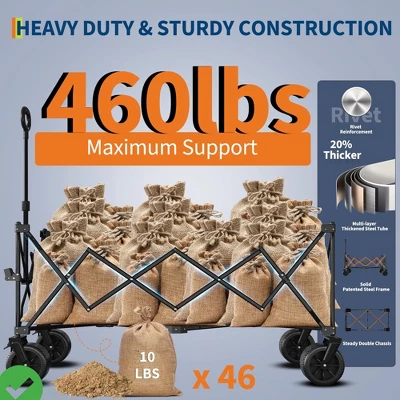 Heavy Duty Foldable Wagon For Beach Extra Large Collapsible Foldable Wagon For Camping 6 Heavy Duty Foldable Wagon For Beach Extra Large Collapsible Foldable Wagon For Camping - Image 4