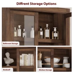 Tall Wooden Kitchen Pantry Cabinet,Farmhouse 4-Magnetic Door Freestanding Food Storage Cupboard Pantry Cabinet With Adjustable Shelves & Large Storage -House Beautiful GUEST 3737ac94 9ca9 4b55 b600 5861a3959573 1