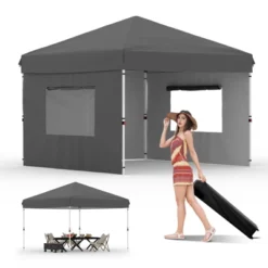 10'x10' Pop-Up Canopy Tent With 3 Sidewalls – Waterproof & UV Resistant Outdoor Gazebo, Easy-Up Sun Shade Shelter For Parties, Events, Black 27 10'x10' Pop-Up Canopy Tent With 3 Sidewalls – Waterproof & UV Resistant Outdoor Gazebo, Easy-Up Sun Shade Shelter For Parties, Events, Black -House Beautiful GUEST 37ee0757 5a3c 4a49 965a 89f2405d74d3