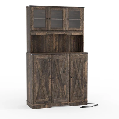 71'' Tall Kitchen Pantry Cabinet,Kitchen Hutch Cupboard Storage Cabinet Coffee Bar With Countertop With Charging Station 9 71'' Tall Kitchen Pantry Cabinet,Kitchen Hutch Cupboard Storage Cabinet Coffee Bar With Countertop With Charging Station - Image 7