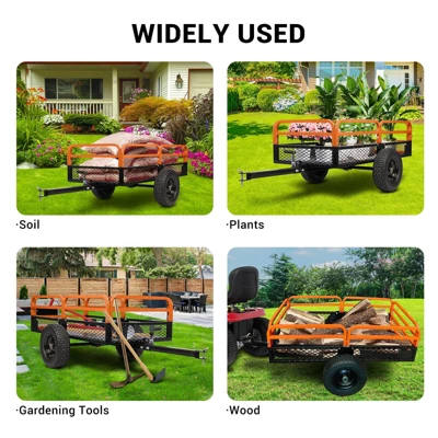 15 Cubic Feet Heavy Duty Steel Dump Cart Garden Utility Trailer With Removable Sides Hand Pull And Foot Pedal Dump Cart For ATV UTV 8 15 Cubic Feet Heavy Duty Steel Dump Cart Garden Utility Trailer With Removable Sides Hand Pull And Foot Pedal Dump Cart For ATV UTV - Image 6