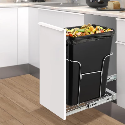 Pull Out Trash Can Under Cabinet, Stainless Steel Slide Out Garbage Can Shelf Under Sink, Adjustable Slide Out Shelf For Waste Can Under Kitchen Sink 3 Pull Out Trash Can Under Cabinet, Stainless Steel Slide Out Garbage Can Shelf Under Sink, Adjustable Slide Out Shelf For Waste Can Under Kitchen Sink