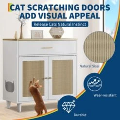 Cat Litter Box Cabinet Corner Hidden Litter Box Enclosure With Scratching Board Doors & Storage Drawer 13 Cat Litter Box Cabinet Corner Hidden Litter Box Enclosure With Scratching Board Doors & Storage Drawer -House Beautiful GUEST 39d66719 ecc3 488c 91a1 f3a5b2c1ff39