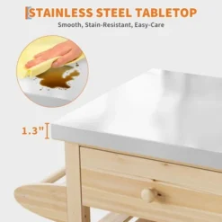 Solid Wood Outdoor Grill Cart Storage Cabinet With Stainless Steel Table Top, Patio Bar Table With Lockable Wheels For Garden And Porch, Natural 18 Solid Wood Outdoor Grill Cart Storage Cabinet With Stainless Steel Table Top, Patio Bar Table With Lockable Wheels For Garden And Porch, Natural -House Beautiful GUEST 3a185f2e 0a17 4b06 aceb 08fcaf7f79cb