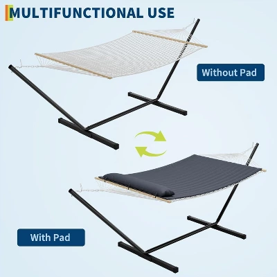 Jojoka Curved-Bar 2 Person Hammock With Stand,Detachable Pillow,Portable Carrying Bag For Outdoor 5 Jojoka Curved-Bar 2 Person Hammock With Stand,Detachable Pillow,Portable Carrying Bag For Outdoor - Image 3