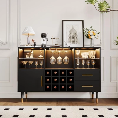 Modern Wood Coffee Bar With Storage, Sideboard Buffet Cabinet For Living Room, Dining Room, Apartments 8 Modern Wood Coffee Bar With Storage, Sideboard Buffet Cabinet For Living Room, Dining Room, Apartments - Image 6
