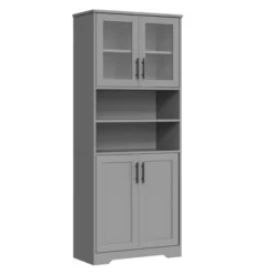 67" Tall Storage Cabinet, Pantry Cabinets With Glass Doors And Adjustable Shelves, Freestanding Kitchen Cupboard For Living Room, Dining Room -House Beautiful GUEST 3a4d1ff6 4f0d 4f61 b658 9eb3d796343a