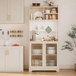 71" Kitchen Pantry Cabinet, Wooden Tall Sideboard Buffet Cabinet With Microwave Stand 16 71" Kitchen Pantry Cabinet, Wooden Tall Sideboard Buffet Cabinet With Microwave Stand -House Beautiful GUEST 3b2365eb f085 460d a22b 3a6e4cd70017