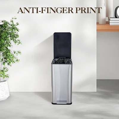 Slim Stainless Steel Step Trash Can, Soft Close Lid, Removable Inner Bucket, Narrow Garbage Bin For Bathroom, Kitchen, Office 7 Slim Stainless Steel Step Trash Can, Soft Close Lid, Removable Inner Bucket, Narrow Garbage Bin For Bathroom, Kitchen, Office - Image 5