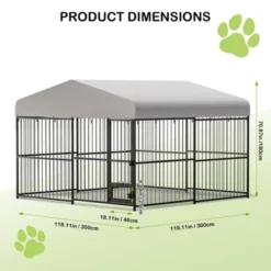 8X4FT/10X10FT/4X4FT Large Outdoor Dog Kennel, Heavy Duty Metal Dog Cage With Roof, Lock And Rotating Feeder, For All Dog Breeds 16 8X4FT/10X10FT/4X4FT Large Outdoor Dog Kennel, Heavy Duty Metal Dog Cage With Roof, Lock And Rotating Feeder, For All Dog Breeds -House Beautiful GUEST 3c085f17 a038 4c88 9807 1a79cba679fe