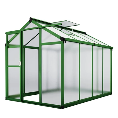6x8 FT Large Aluminum Greenhouses Heavy Duty Polycarbonate Walk-in Green Houses With Roof Vent For Winter Garden 8 6x8 FT Large Aluminum Greenhouses Heavy Duty Polycarbonate Walk-in Green Houses With Roof Vent For Winter Garden - Image 6