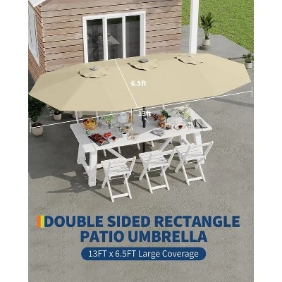 13FT Umbrella Outdoor Patio,Double-Sided Rectangle Umbrella Oversized Shade For 2-6 People 5 13FT Umbrella Outdoor Patio,Double-Sided Rectangle Umbrella Oversized Shade For 2-6 People - Image 3