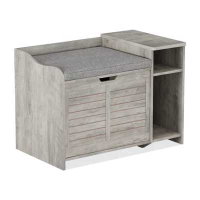 Cat Litter Box Enclosure With Top Opening & Cushion, Wooden Cat Washroom Furniture With Storage – 23" L X 19" W X 16" H, Grey 11 Cat Litter Box Enclosure With Top Opening & Cushion, Wooden Cat Washroom Furniture With Storage – 23" L X 19" W X 16" H, Grey - Image 9