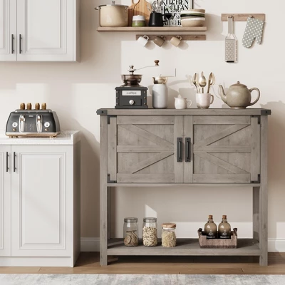 Farmhouse Entryway Table With 2-Door, Wood Console Table With Storage, Coffee Bar Cabinet, Sofa Tables Buffet Sideboard For Kitchen 4 Farmhouse Entryway Table With 2-Door, Wood Console Table With Storage, Coffee Bar Cabinet, Sofa Tables Buffet Sideboard For Kitchen - Image 2