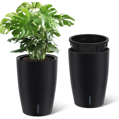 16/22" Tall Round Planter Set Of 2, Self Watering Pots For Indoor Plants, Large Flower Pot Outdoor With Built-in Drainage And A Water 11 16/22" Tall Round Planter Set Of 2, Self Watering Pots For Indoor Plants, Large Flower Pot Outdoor With Built-in Drainage And A Water - Image 9