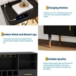 Jojoka 47 Inch Wine Bar Cabinet With Storage, Led Lights & Charging Station, Wood Coffee Bar Station -House Beautiful GUEST 3d72525c f25f 4427 9248 f88db181e51c