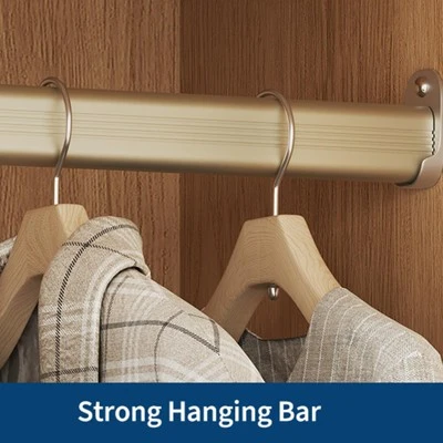 Bedroom Wooden Armoire Wardrobe Closet, Freestanding Wardrobe Armoire Cabinet With Glass/Wood Doors And 2 Drawers, Shelves & Hanging Rod 6 Bedroom Wooden Armoire Wardrobe Closet, Freestanding Wardrobe Armoire Cabinet With Glass/Wood Doors And 2 Drawers, Shelves & Hanging Rod - Image 4