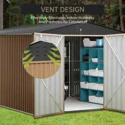 8x8 FT Outdoor Storage Shed,Utility Metal Tool Storage With Lockable Doors And Updated Frame Structure, Large Garden Shed For Backyard 14 8x8 FT Outdoor Storage Shed,Utility Metal Tool Storage With Lockable Doors And Updated Frame Structure, Large Garden Shed For Backyard -House Beautiful GUEST 3e2427c7 5e8b 4655 897f c5c0847bb42d