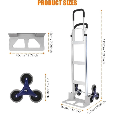 Heavy Duty 2-in-1 Aluminum Hand Truck With Stair Climbing Triangle Wheels – 650 Lb Capacity Convertible Dolly With Dual Handles 3 Heavy Duty 2-in-1 Aluminum Hand Truck With Stair Climbing Triangle Wheels – 650 Lb Capacity Convertible Dolly With Dual Handles