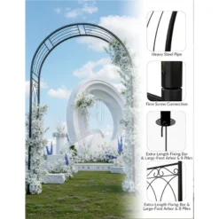 8FT Garden Arch Arbors, Reinforced Wedding Arbor With Ground Anchors, Rustproof Outdoor Trellis For Climbing Roses -House Beautiful GUEST 3e70e77b c3af 40d8 9c38 08a55f22b6a5