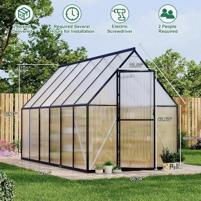 Aluminum-Framed Polycarbonate Greenhouse With Roof Vent 3 Aluminum-Framed Polycarbonate Greenhouse With Roof Vent
