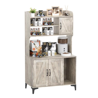 Cat Litter Box Enclosure With 4 Shelves & Storage Cabinet, 51.1 Inch Tall Hidden Cat Furniture With Scratch Pad, Multi-Functional Indoor Cat House 11 Cat Litter Box Enclosure With 4 Shelves & Storage Cabinet, 51.1 Inch Tall Hidden Cat Furniture With Scratch Pad, Multi-Functional Indoor Cat House - Image 9