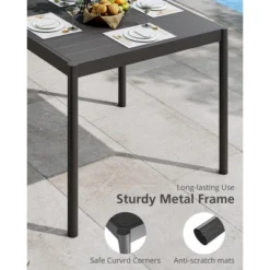 Aluminum Outdoor Metal Table For 2-4 Person,35" X 36" Rectangle Patio Dining Tables With Rectangular Non-Slip Stripe For Outiside Backyards, Porches -House Beautiful GUEST 3f6120bb 035a 4e07 99ba 875a163d45ea 1