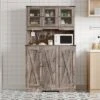 71'' Tall Kitchen Pantry Cabinet,Kitchen Hutch Cupboard Storage Cabinet Coffee Bar With Countertop With Charging Station