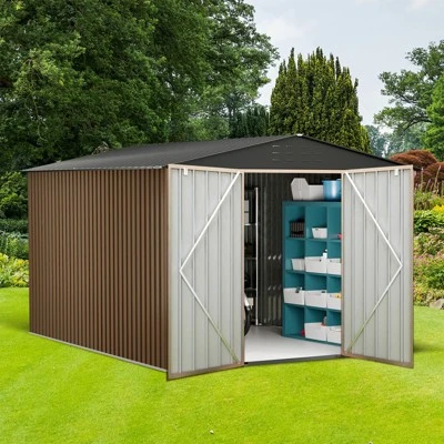 8x8 FT Outdoor Storage Shed,Utility Metal Tool Storage With Lockable Doors And Updated Frame Structure, Large Garden Shed For Backyard 10 8x8 FT Outdoor Storage Shed,Utility Metal Tool Storage With Lockable Doors And Updated Frame Structure, Large Garden Shed For Backyard - Image 8