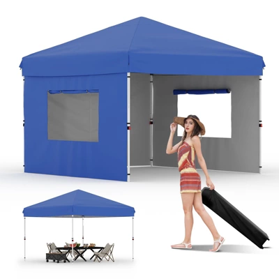 10'x10' Pop-Up Canopy Tent With 3 Sidewalls – Waterproof & UV Resistant Outdoor Gazebo, Easy-Up Sun Shade Shelter For Parties, Events, Black 11 10'x10' Pop-Up Canopy Tent With 3 Sidewalls – Waterproof & UV Resistant Outdoor Gazebo, Easy-Up Sun Shade Shelter For Parties, Events, Black - Image 9