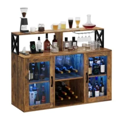 Freestanding Liquor Cabinet Bar For Home Living Room, Office, Dining Room, Kitchen Sideboard Bar Cabinet With LED Lights -House Beautiful GUEST 405f122b 0740 41c5 a9fb a979cb5a53b4
