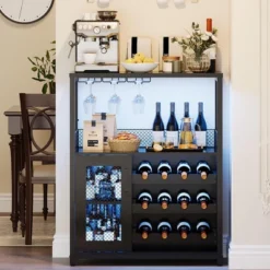 Jojoka 3-Tier Wine Bar Cabinet With LED Lights, Detachable Wine Rack And Storage Space 19 Jojoka 3-Tier Wine Bar Cabinet With LED Lights, Detachable Wine Rack And Storage Space -House Beautiful GUEST 407bb51d 61ae 4601 9970 8bfc53cf8afc