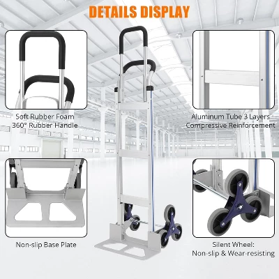 Heavy Duty 2-in-1 Aluminum Hand Truck With Stair Climbing Triangle Wheels – 650 Lb Capacity Convertible Dolly With Dual Handles 6 Heavy Duty 2-in-1 Aluminum Hand Truck With Stair Climbing Triangle Wheels – 650 Lb Capacity Convertible Dolly With Dual Handles - Image 4