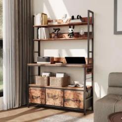 5-Tier Kitchen Bakers Rack With Charging Station & Drawers, Industrial Microwave Stand, Freestanding Farmhouse Coffee Bar 14 5-Tier Kitchen Bakers Rack With Charging Station & Drawers, Industrial Microwave Stand, Freestanding Farmhouse Coffee Bar -House Beautiful GUEST 420cdd28 7100 477a a3c1 5e31c5b0e18b