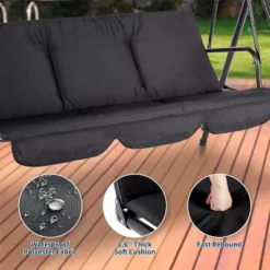 Jojoka 3-Seat Patio Swing Chair,Outdoor Porch Swing -House Beautiful GUEST 42f072cb 1986 4dbc ab7a e50adc2ab3e2