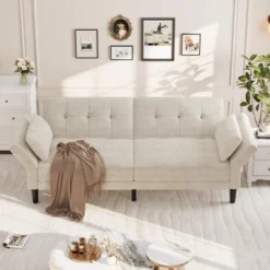 89" Futon Sofa Bed, Convertible Sleeper Sofa With Adjustable Backrest & Armrest, Modern Loveseat Sleeper 18 89" Futon Sofa Bed, Convertible Sleeper Sofa With Adjustable Backrest & Armrest, Modern Loveseat Sleeper -House Beautiful GUEST 4312c506 13c3 4dd0 bfcf 9ca993dbc10e 2